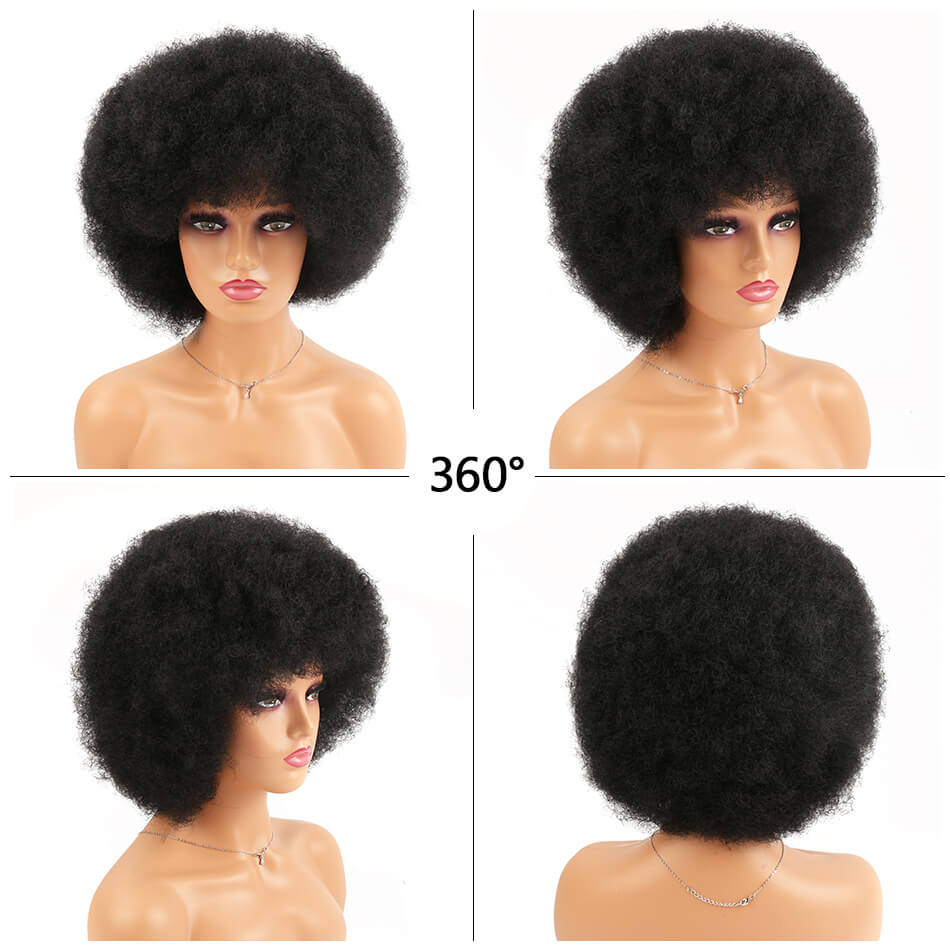 Synthetic Afro Curly Wigs for Black Women Wear and Soft Black Afro Wigs Large Bouncy and Soft Natural Looking Full Wigs