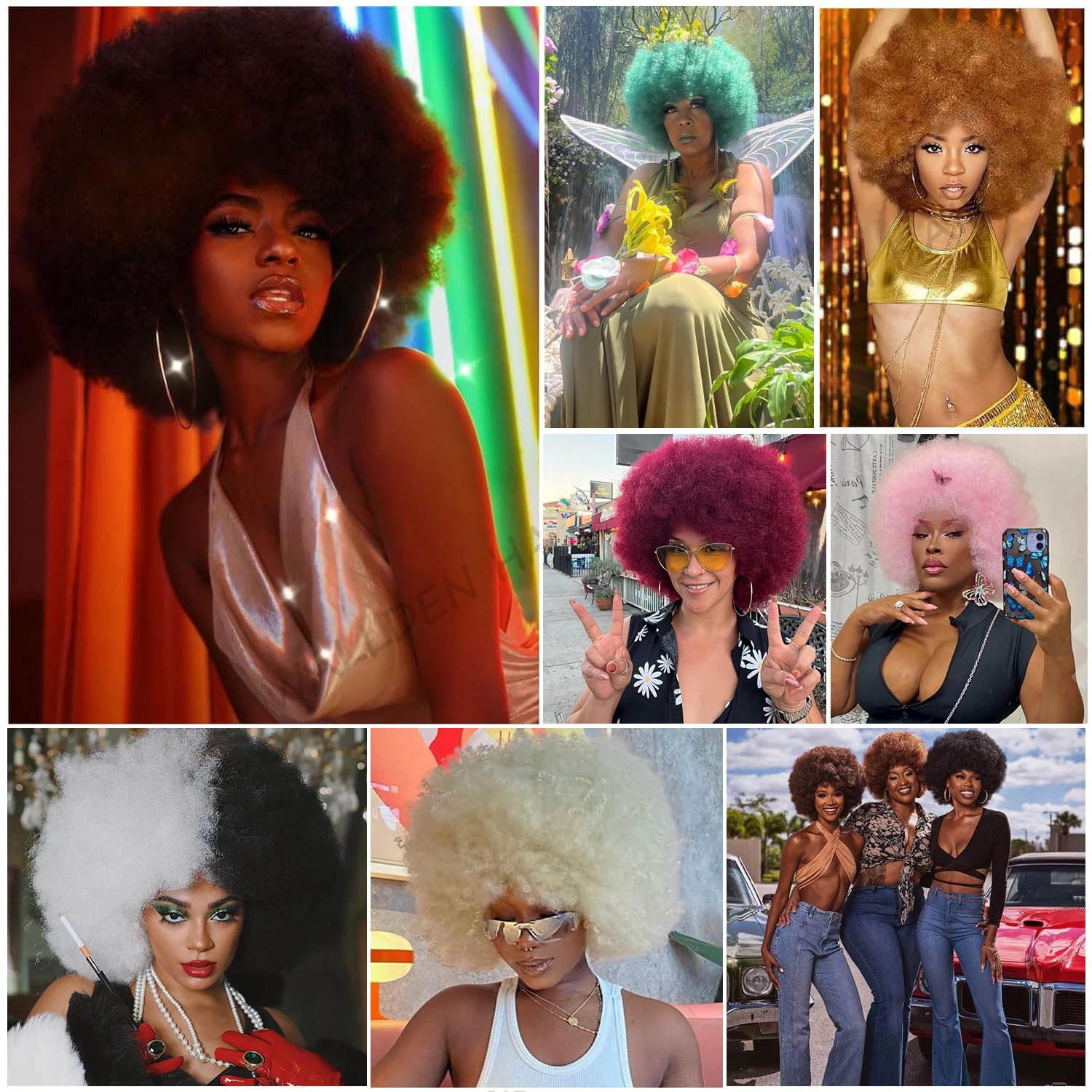 Synthetic Afro Curly Wigs for Black Women Wear and Soft Black Afro Wigs Large Bouncy and Soft Natural Looking Full Wigs