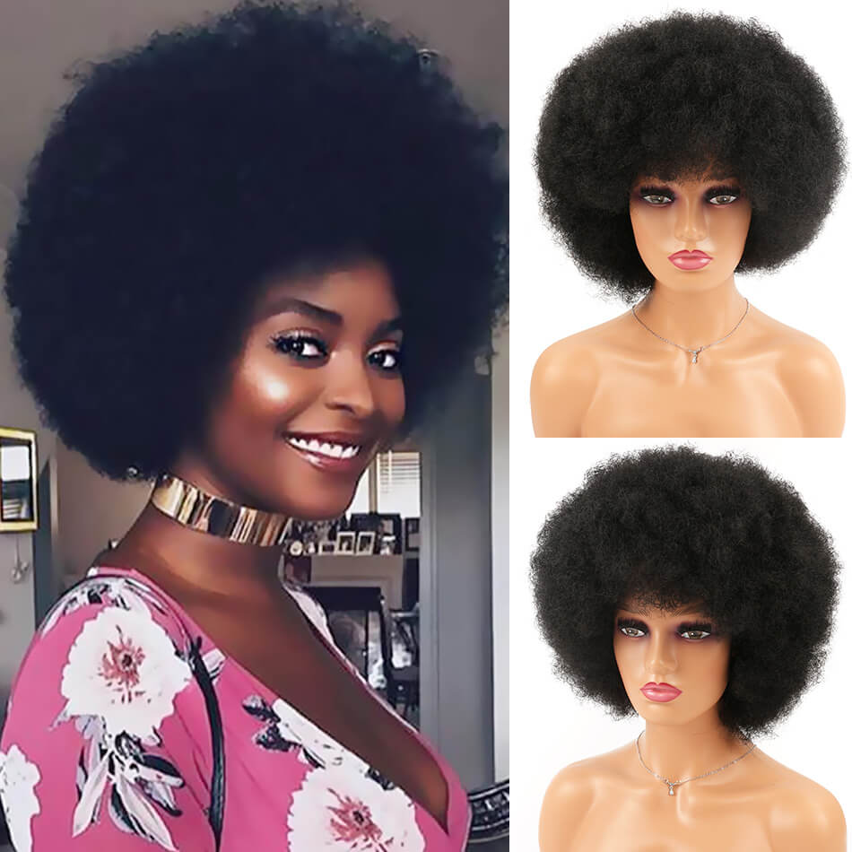 Synthetic Afro Curly Wigs for Black Women Wear and Soft Black Afro Wigs Large Bouncy and Soft Natural Looking Full Wigs