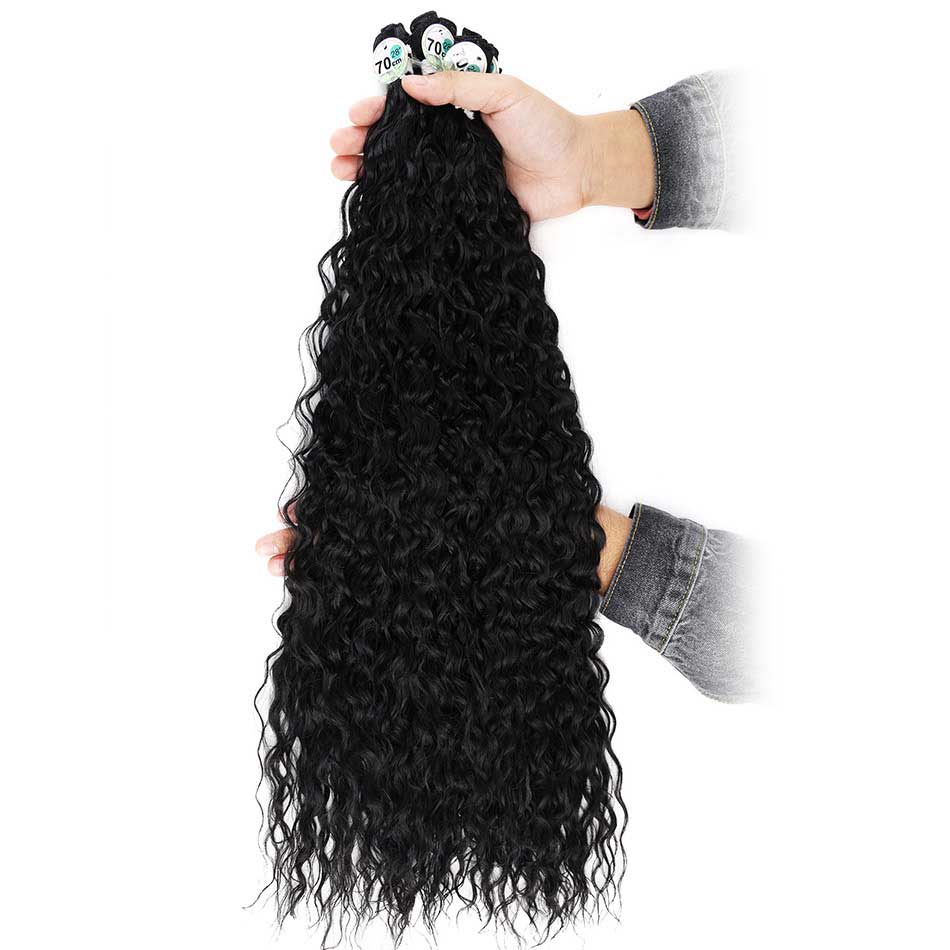 Synthetic Kinky Curly Hair Bundles Long Jerry Curly Hair Weave Anjo Plus Hair Extensions Organic Ice Silk High Quality Weaving 9PCS/300grams Full A Head
