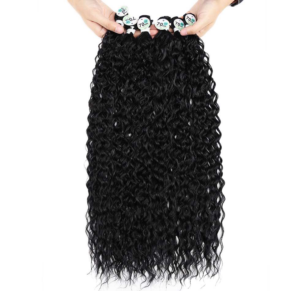 Synthetic Kinky Curly Hair Bundles Long Jerry Curly Hair Weave Anjo Plus Hair Extensions Organic Ice Silk High Quality Weaving 9PCS/300grams Full A Head