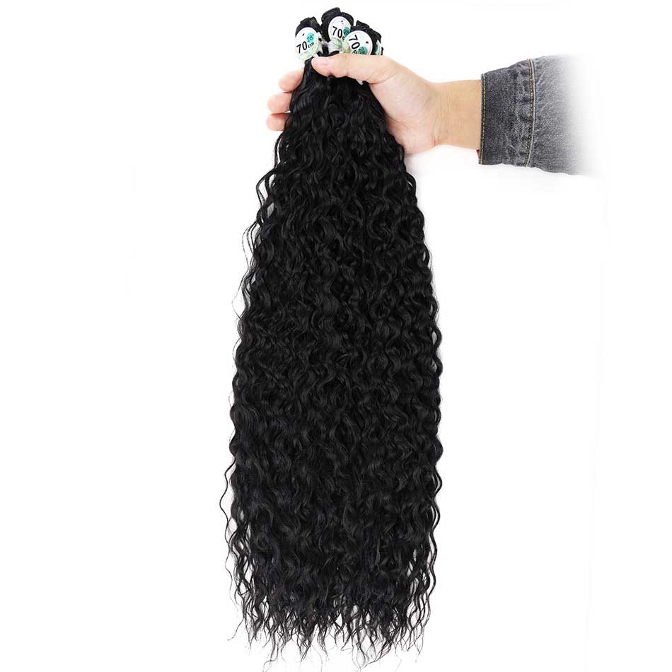Synthetic Kinky Curly Hair Bundles Long Jerry Curly Hair Weave Anjo Plus Hair Extensions Organic Ice Silk High Quality Weaving 9PCS/300grams Full A Head