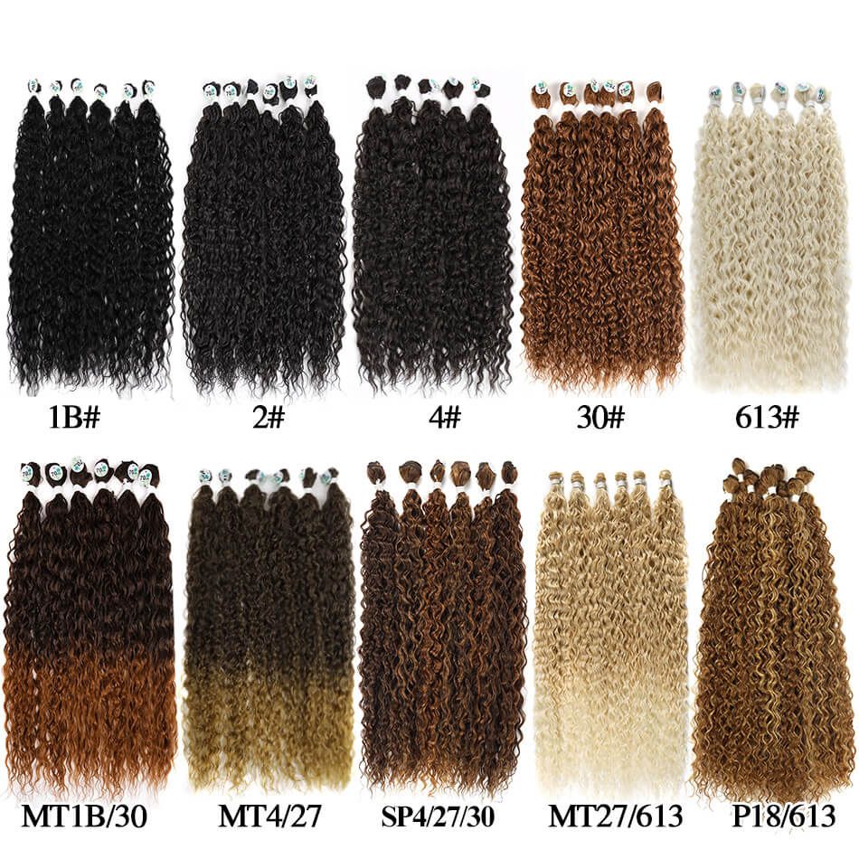 Synthetic Kinky Curly Hair Bundles Long Jerry Curly Hair Weave Anjo Plus Hair Extensions Organic Ice Silk High Quality Weaving 9PCS/300grams Full A Head