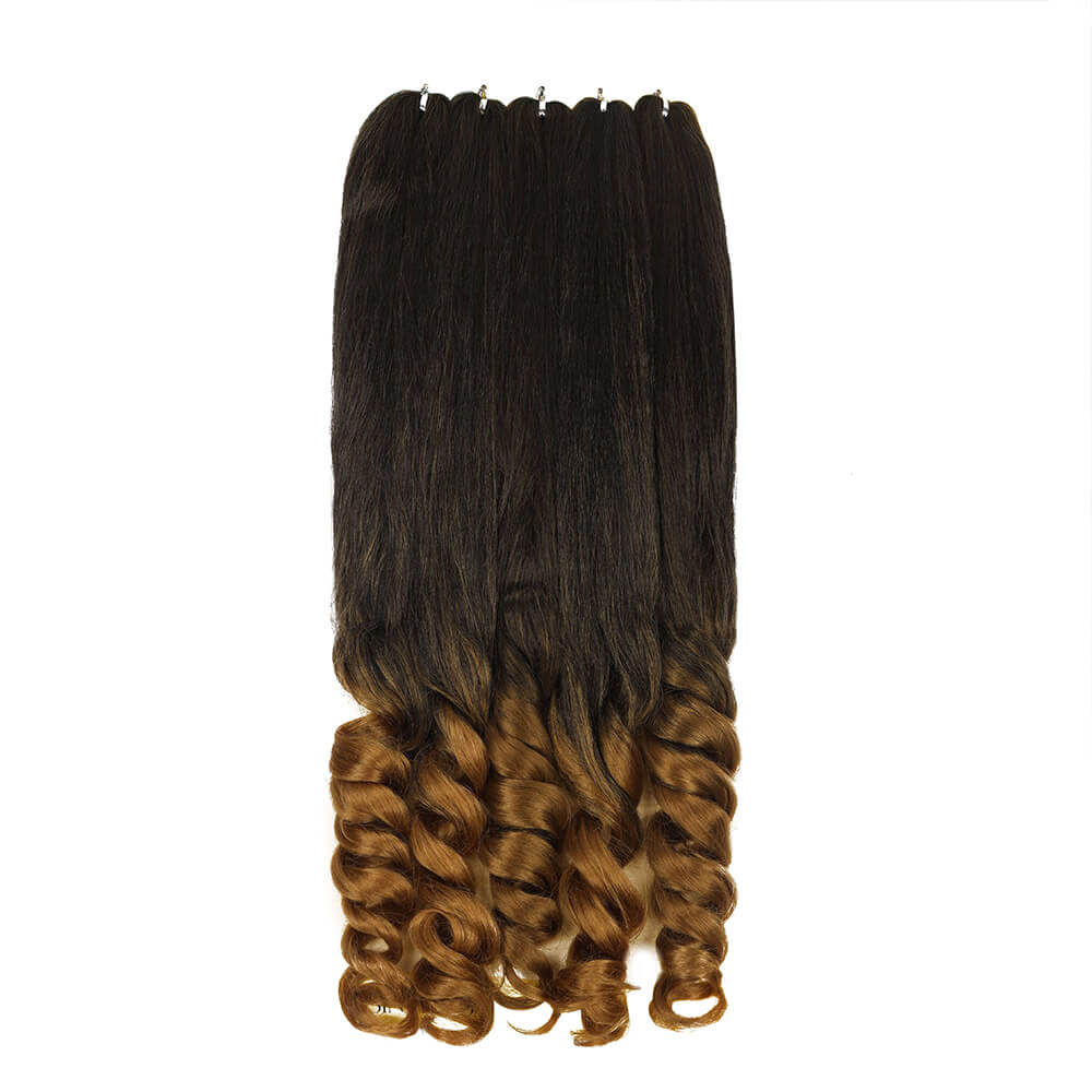 Ombre French Boho Curly Synthetic Braiding Hair Pre-Stretched Professional Grade for Crochet Braids Hot Water Setting 5Packs/Lot