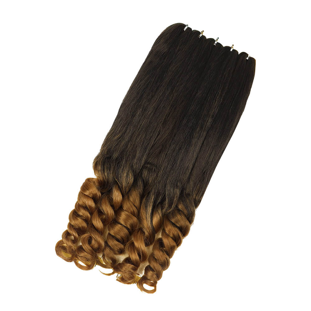 Ombre French Boho Curly Synthetic Braiding Hair Pre-Stretched Professional Grade for Crochet Braids Hot Water Setting 5Packs/Lot