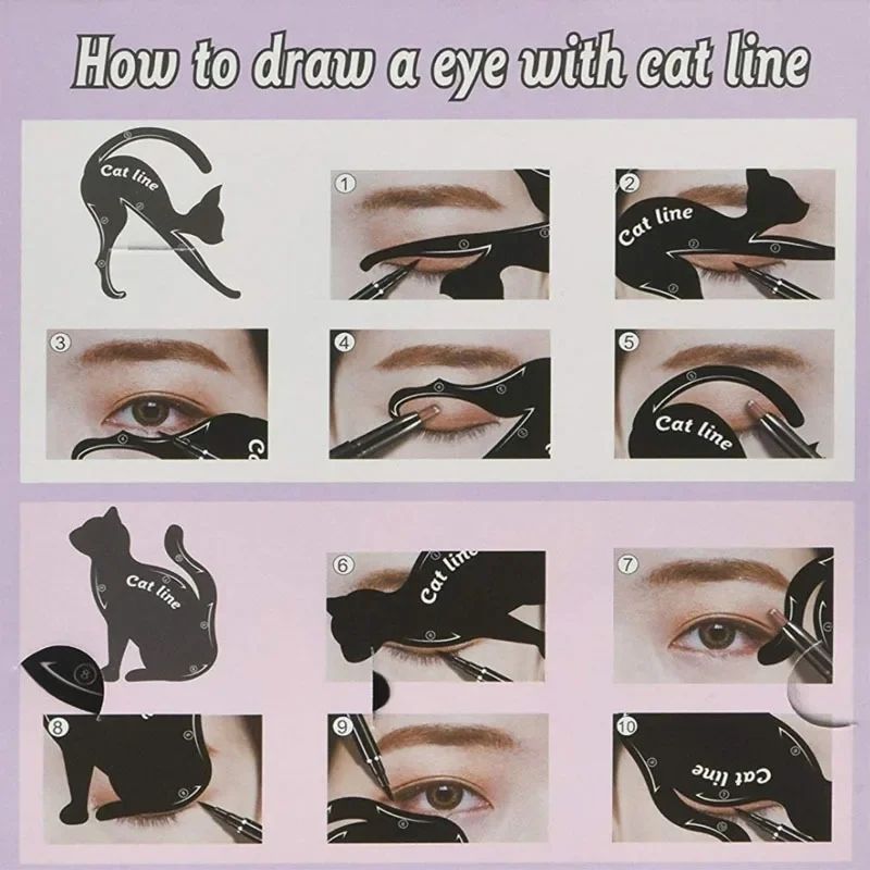 2pcs Eyeliner Stencils Cat Line Eyeliner Stamps Models Eyeliner Template Shaper Eye Liner Makeup Tool Makeup Products  Makeup Sets