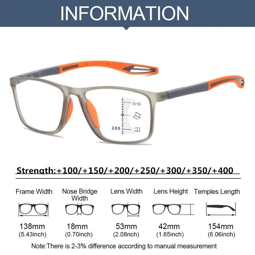 Multifocal Progressive Reading Glasses TR90 Frame Men Women Anti-blue Light Sports Eyeglasses Ultralight Bifocal Presbyopia
