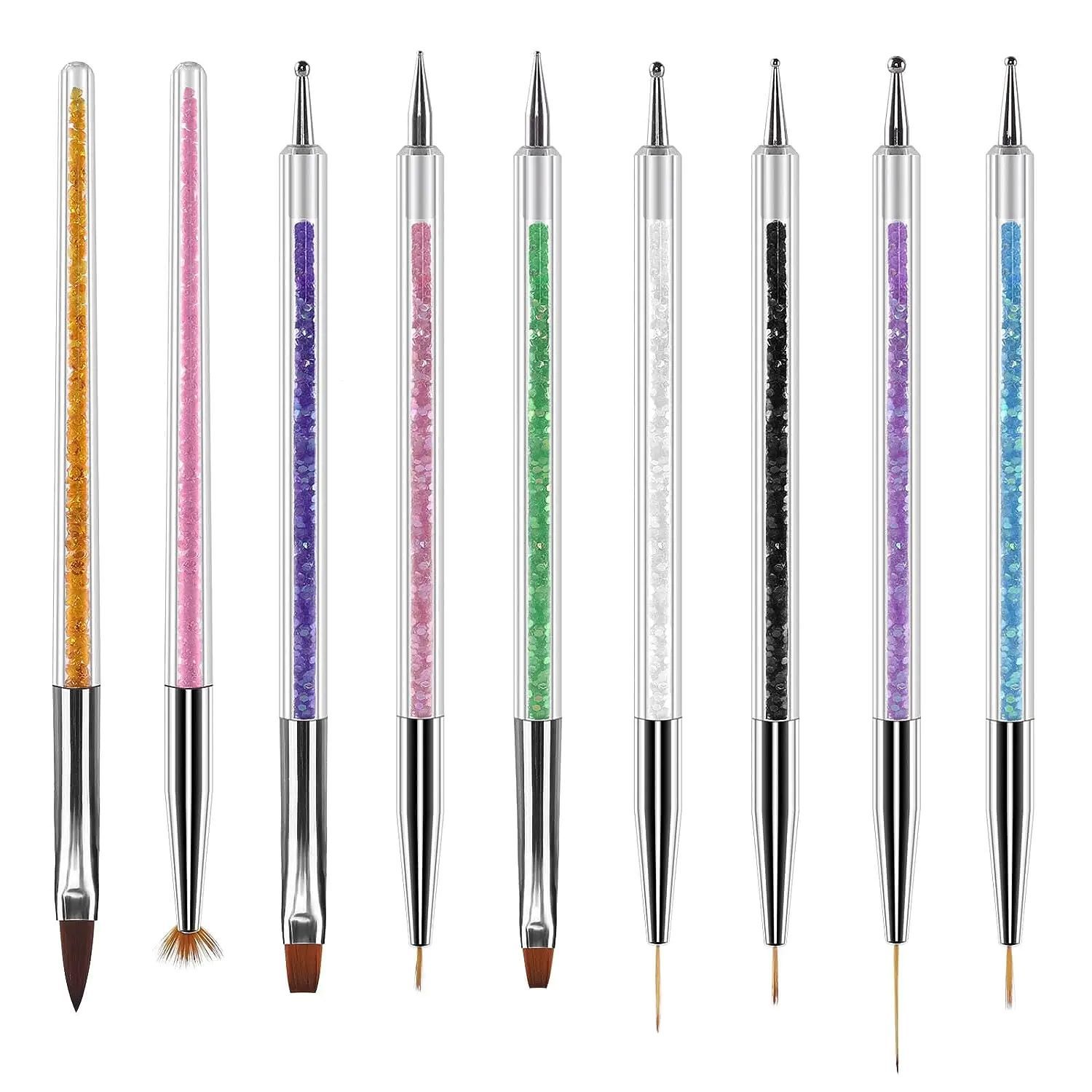 31Pcs Nail Art Brushes Design Tip Painting Drawing Carving Dotting Pen FlatFan Liner Acrylic Gel UV Polish Manicure Tools