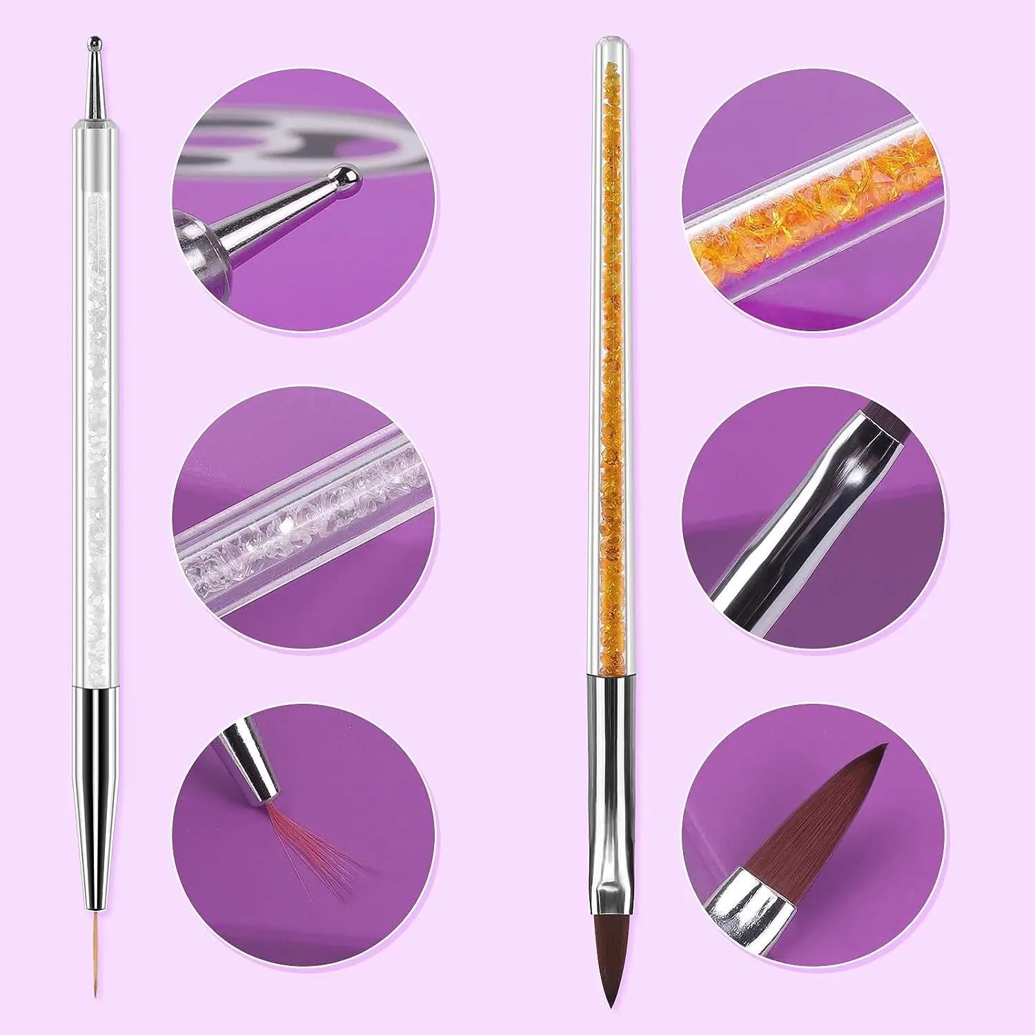 31Pcs Nail Art Brushes Design Tip Painting Drawing Carving Dotting Pen FlatFan Liner Acrylic Gel UV Polish Manicure Tools