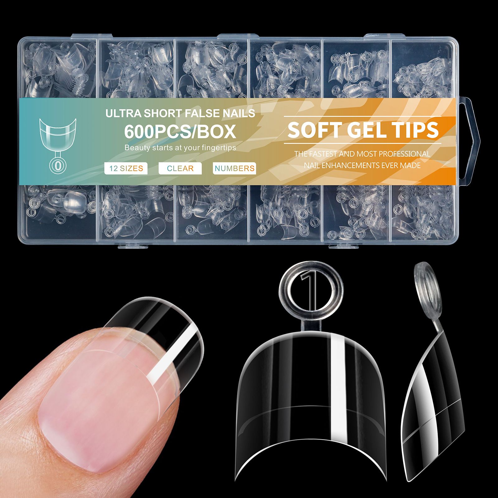 600pcs/Boxed Ultra Short French False Press On Acrylic Nails Tips Almond Square Traceless Manicure Salon Home DIY Fake Nail  False Nails