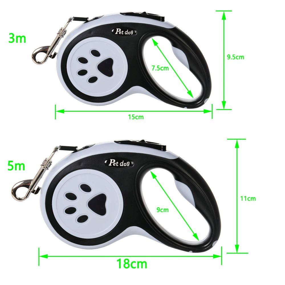 3m 5m Dog Paw Design Leash For Small Medium Large Dogs Outdoor Walking Puppy Strong Retractable Nylon Rope Yorkies Pet Supplies Dog Collars