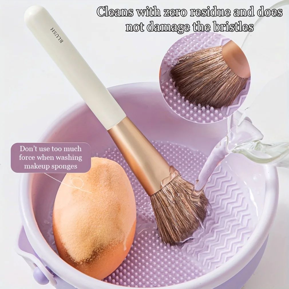 3-In-1 Silicone Makeup Brush Cleaner Mat & Drying Rack - Cosmetic Brush Cleaning & Air Dry Tool, Beauty Tool Organizer Kit Brush Cleaners