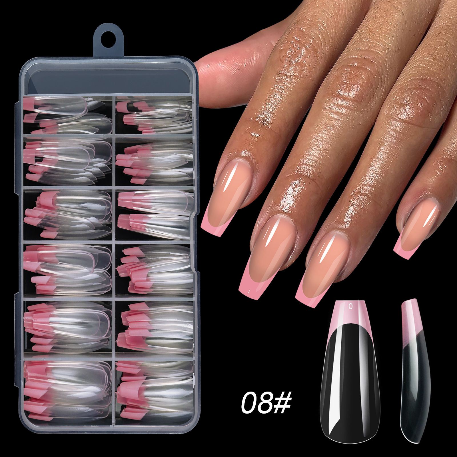 120pcs/Boxed Acrylic French False Nails Multicolor Square Almond Nail Tips Full Cover Removable Mixed Size Press On Nails False Nails Accessories