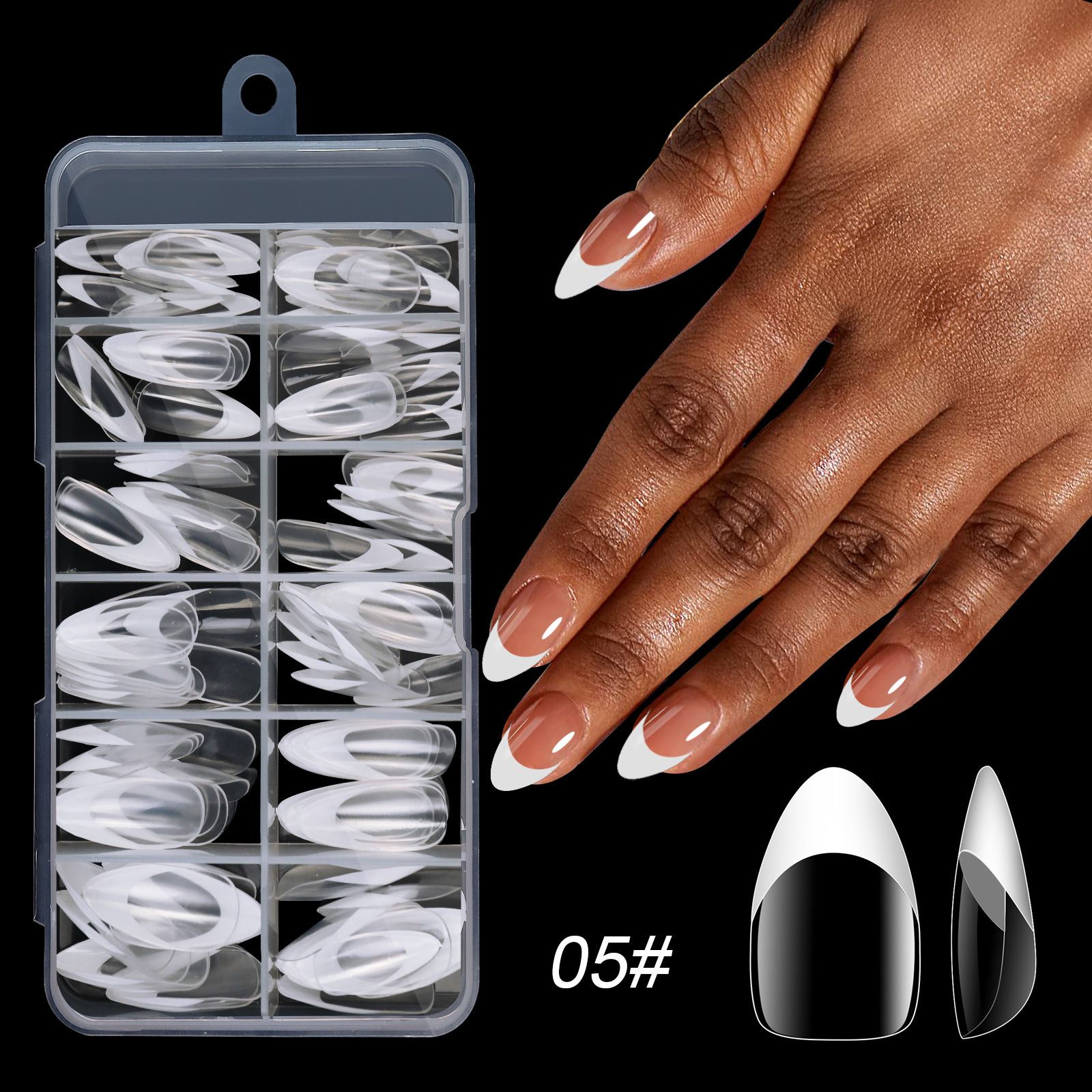 120pcs/Boxed Acrylic French False Nails Multicolor Square Almond Nail Tips Full Cover Removable Mixed Size Press On Nails False Nails Accessories