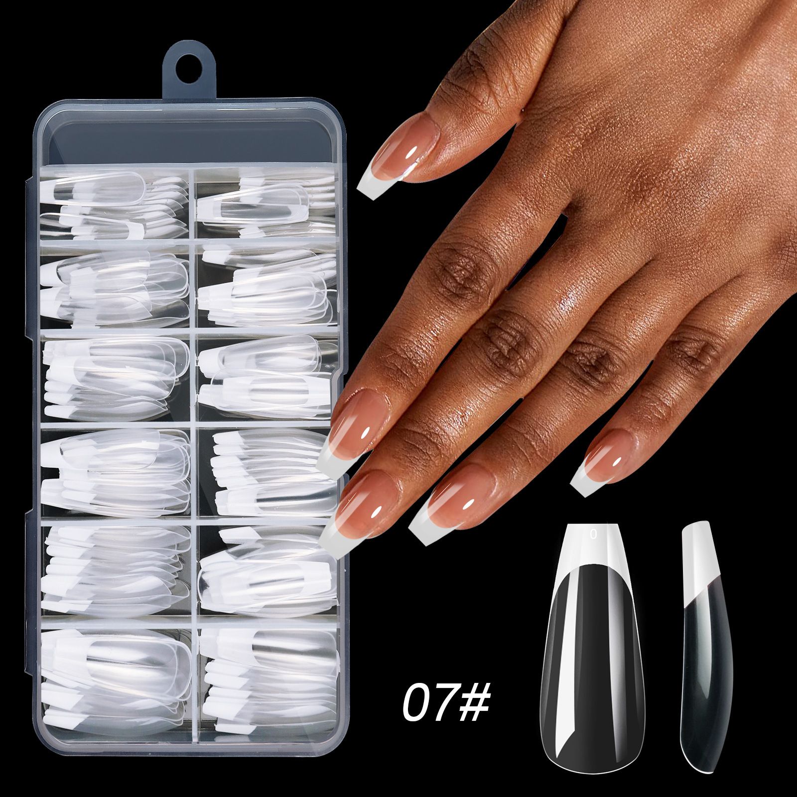 120pcs/Boxed Acrylic French False Nails Multicolor Square Almond Nail Tips Full Cover Removable Mixed Size Press On Nails False Nails Accessories