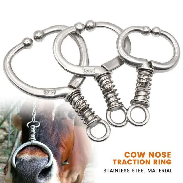 Stainless Steel Automatic Cow Spring Nose Pliers Cattle Nose Plier Nose Clamp Traction Cattle Rings Livestock Farm Animals Tools Harnesses