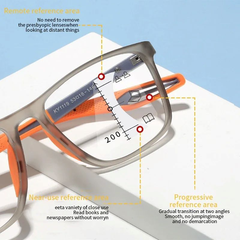 New Trendy TR90 Photochromic Multifocal Reading Glasses 3 in 1 Outdoor Bifocal Sunglasses Sports Anti Blue Near Far Eyeglasses
New Trendy TR90 Photochromic Multifocal Reading Glasses 3 in 1 Outdoor Bi