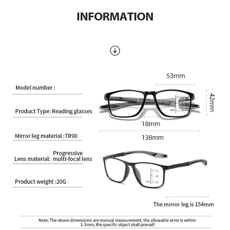 New Trendy TR90 Photochromic Multifocal Reading Glasses 3 in 1 Outdoor Bifocal Sunglasses Sports Anti Blue Near Far Eyeglasses
New Trendy TR90 Photochromic Multifocal Reading Glasses 3 in 1 Outdoor Bi
