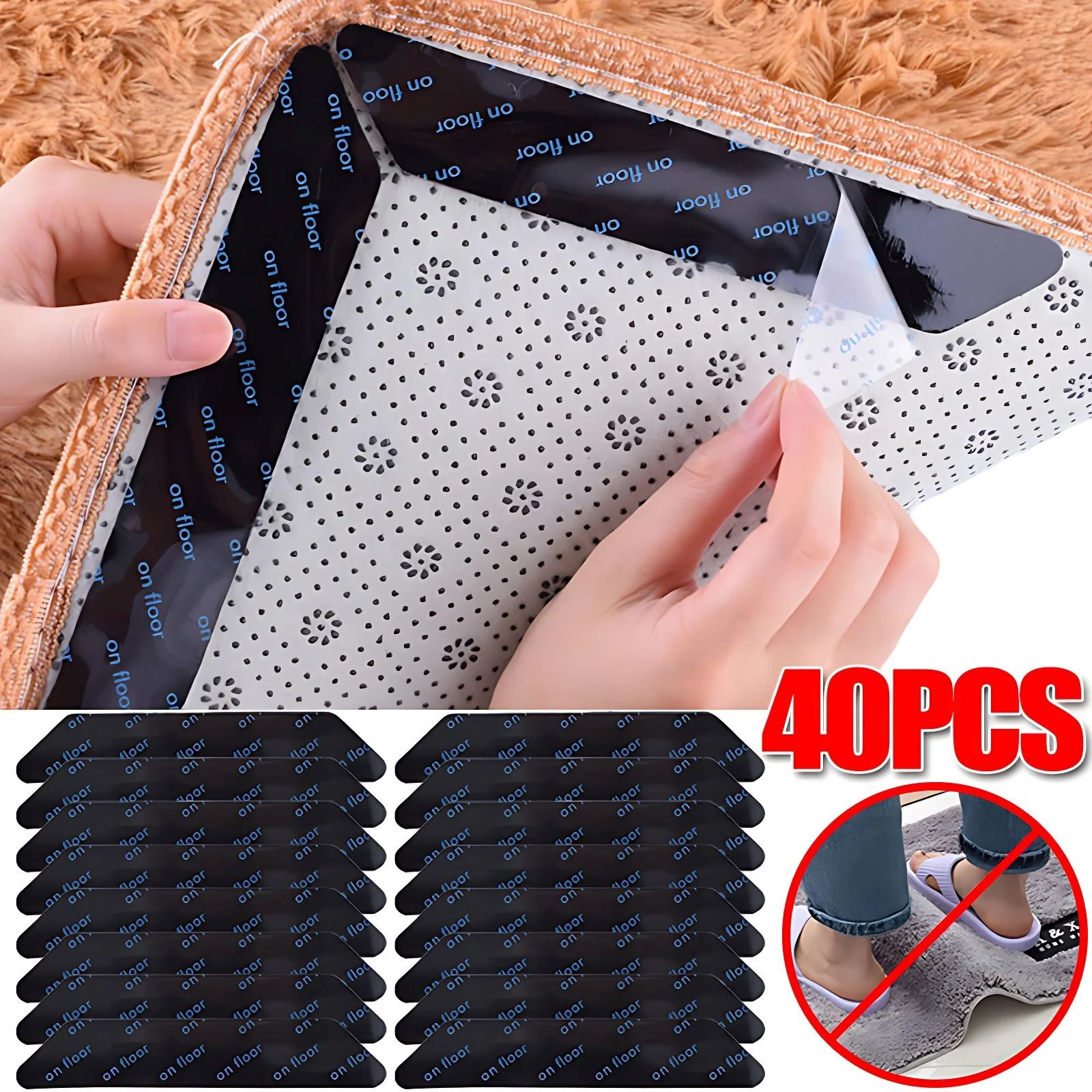 16/40PCS Carpet Non-slip Sticker Reusable Washable Anti Curling Carpet Patch Fixed Stickers Floor Rug Mat Tape Gripper Corner Pad 
﻿