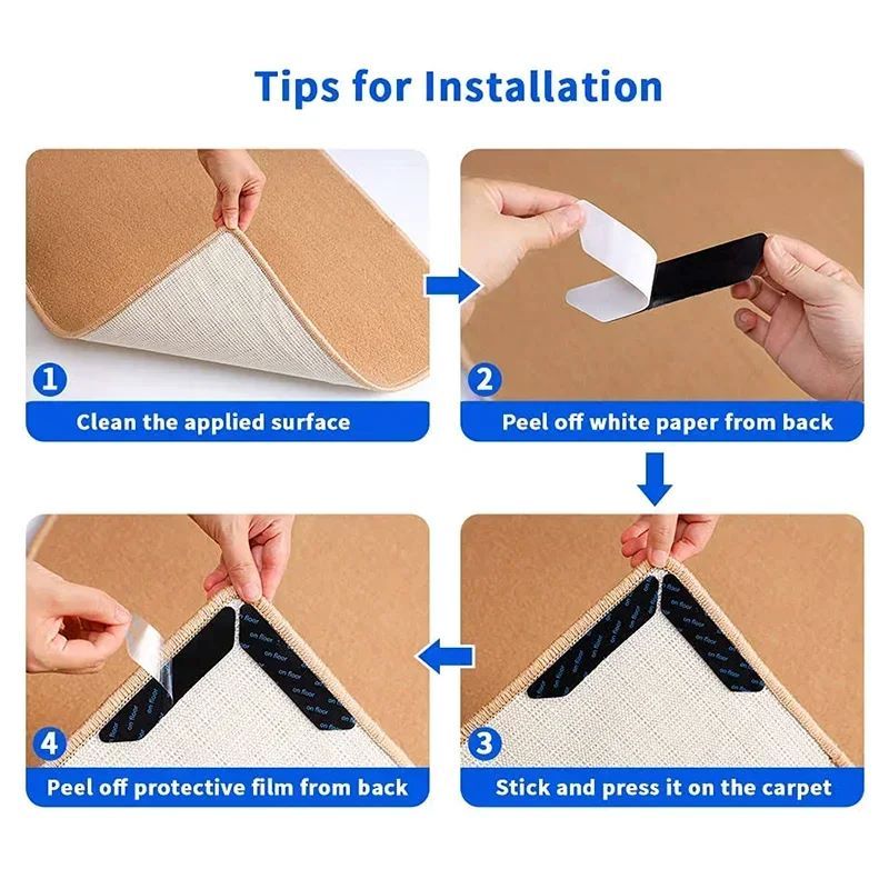 16/40PCS Carpet Non-slip Sticker Reusable Washable Anti Curling Carpet Patch Fixed Stickers Floor Rug Mat Tape Gripper Corner Pad 
﻿