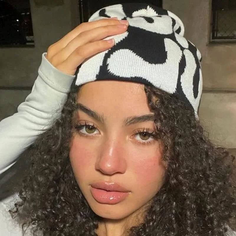 Women's "MEA CULPA" Hip Hop Knit Cap Unisex Y2K Cold Hat Men's Fashion Stretch Thermal Beanie Women Accessories Balaclavas