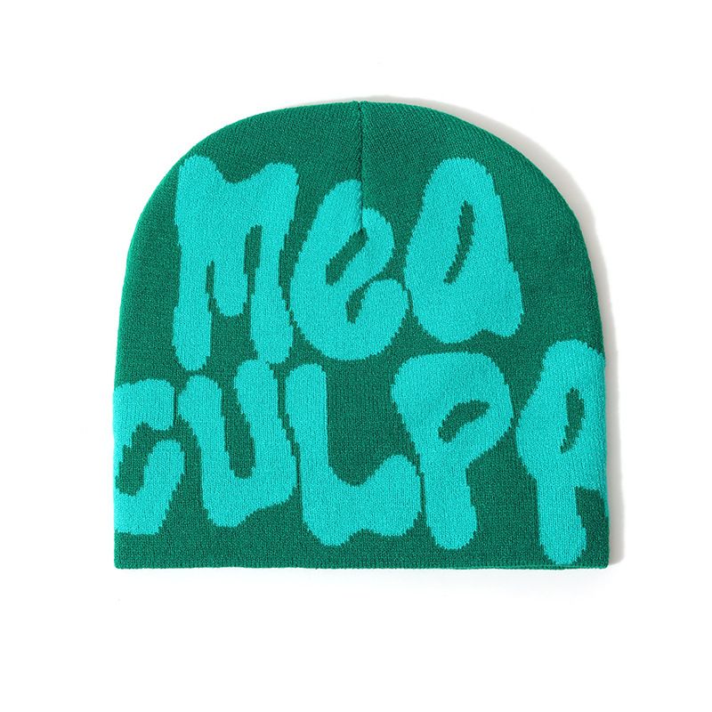 Women's "MEA CULPA" Hip Hop Knit Cap Unisex Y2K Cold Hat Men's Fashion Stretch Thermal Beanie Women Accessories Balaclavas