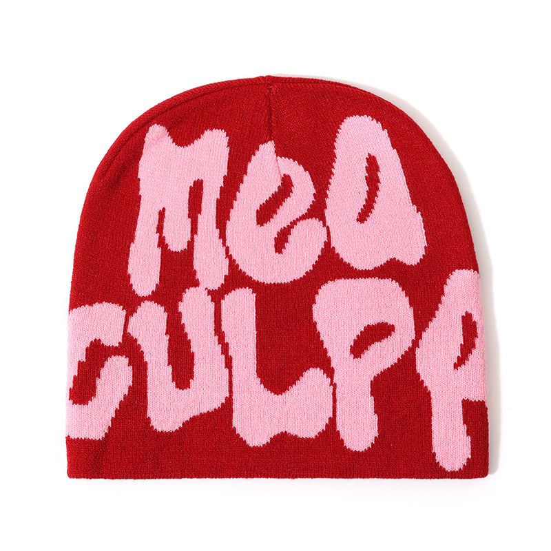 Women's "MEA CULPA" Hip Hop Knit Cap Unisex Y2K Cold Hat Men's Fashion Stretch Thermal Beanie Women Accessories Balaclavas