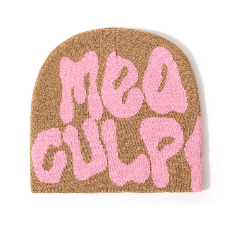 Women's "MEA CULPA" Hip Hop Knit Cap Unisex Y2K Cold Hat Men's Fashion Stretch Thermal Beanie Women Accessories Balaclavas