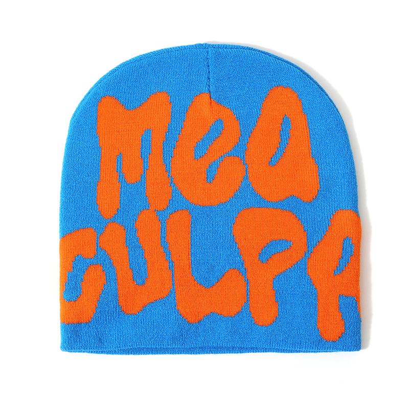 Women's "MEA CULPA" Hip Hop Knit Cap Unisex Y2K Cold Hat Men's Fashion Stretch Thermal Beanie Women Accessories Balaclavas