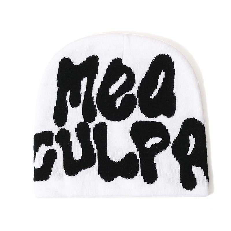 Women's "MEA CULPA" Hip Hop Knit Cap Unisex Y2K Cold Hat Men's Fashion Stretch Thermal Beanie Women Accessories Balaclavas