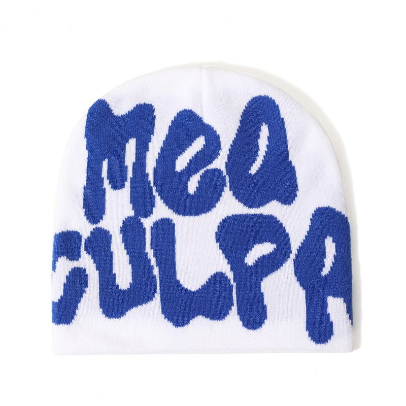 Women's "MEA CULPA" Hip Hop Knit Cap Unisex Y2K Cold Hat Men's Fashion Stretch Thermal Beanie Women Accessories Balaclavas