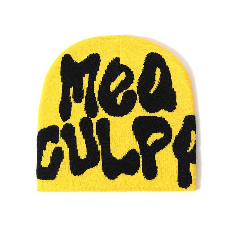 Women's "MEA CULPA" Hip Hop Knit Cap Unisex Y2K Cold Hat Men's Fashion Stretch Thermal Beanie Women Accessories Balaclavas