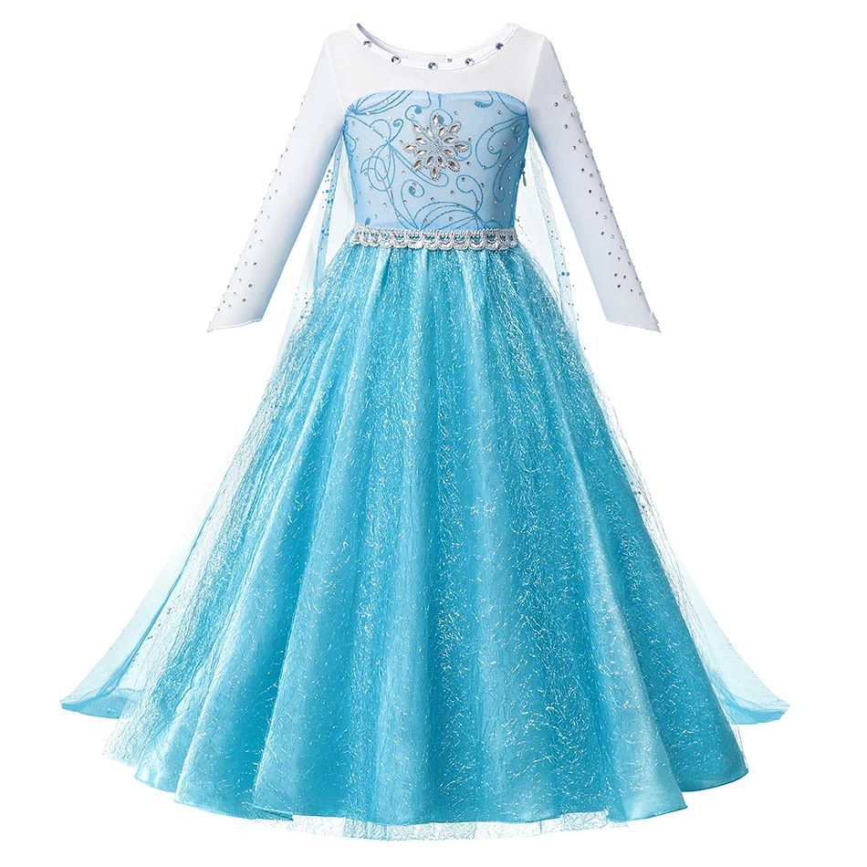 Frozen Elsa Anna Princess Girls Dress Kids Snow Queen Halloween Rapunzel Costume Children Birthday Vestido Party Dress
