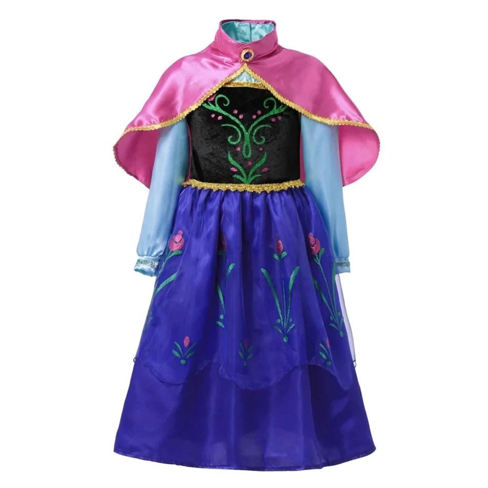 Frozen Elsa Anna Princess Girls Dress Kids Snow Queen Halloween Rapunzel Costume Children Birthday Vestido Party Dress