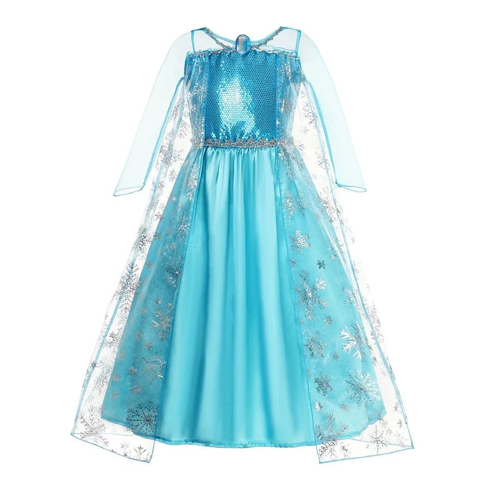 Frozen Elsa Anna Princess Girls Dress Kids Snow Queen Halloween Rapunzel Costume Children Birthday Vestido Party Dress