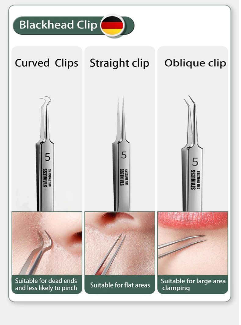 11pcs Acne Blackhead Removal Needles Stainless Steel Black Spot Blemish Pimple Removal Needle Deep Cleansing Tool Face Skin Care Kit