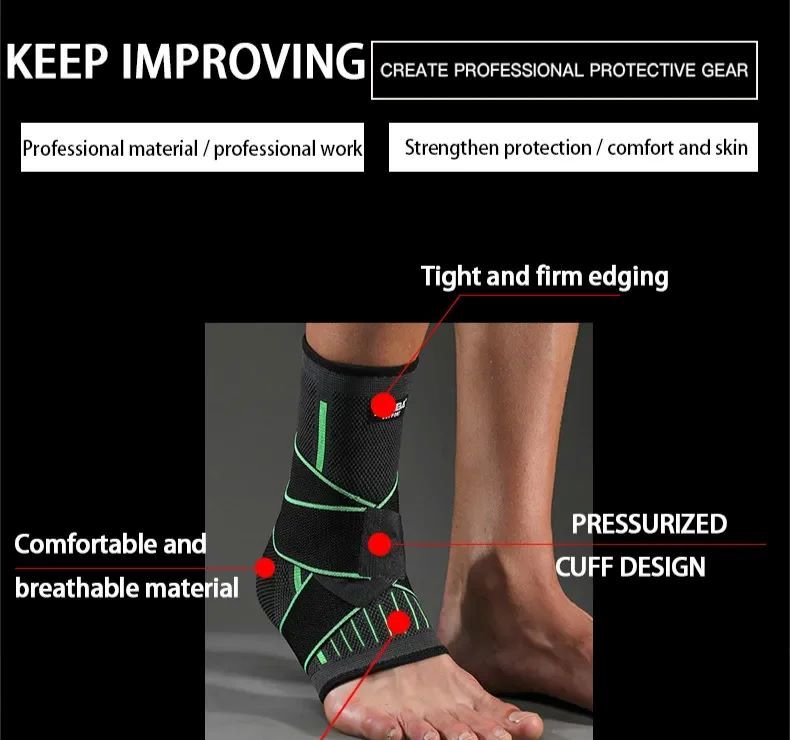 2PCS Pressurized Bandage Ankle Support Ankle Brace Protector Foot Strap Elastic Belt Fitness Sports Gym Exercise Bands Tubes