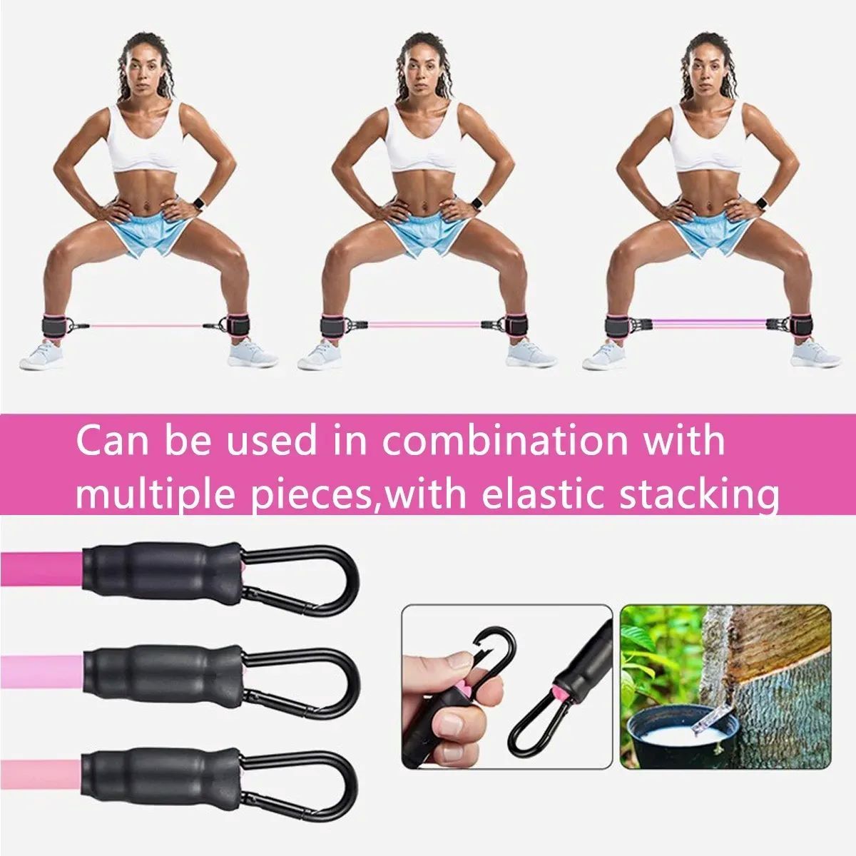 2 PC Leg Strength Trainer Fastener Fitness Foot Ring Foot Buckle Ankle Strap Stretch Resistance Band Pull Cord Accessories