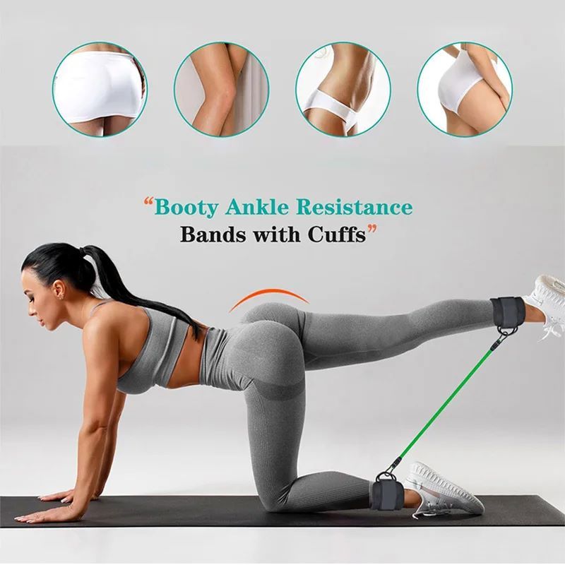 2 PC Leg Strength Trainer Fastener Fitness Foot Ring Foot Buckle Ankle Strap Stretch Resistance Band Pull Cord Accessories