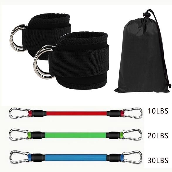 2 PC Leg Strength Trainer Fastener Fitness Foot Ring Foot Buckle Ankle Strap Stretch Resistance Band Pull Cord Accessories