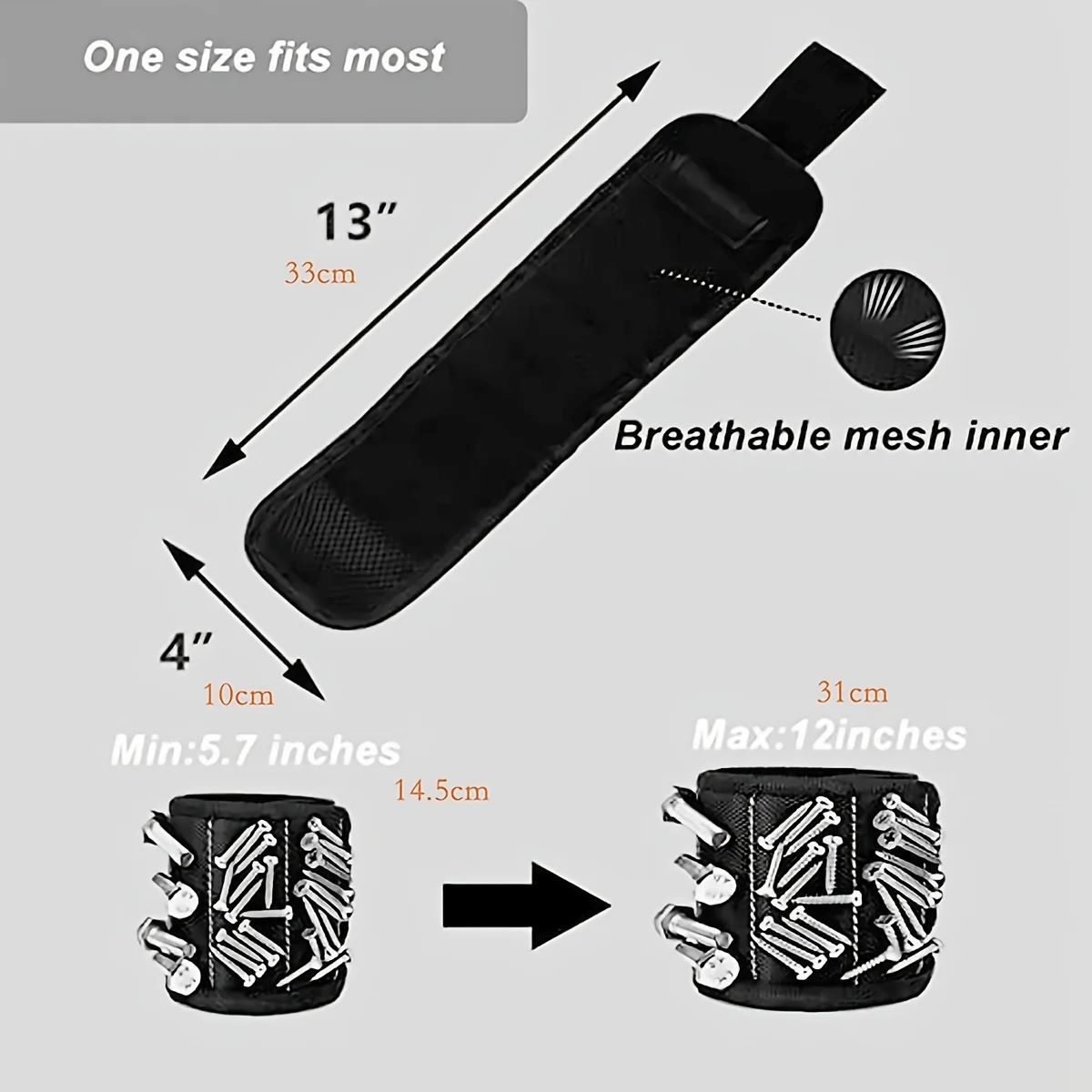 Magnetic Wristband for Holding Screws,Nails，Drilling Bits,Wrist Tool Holder Belts with Strong Magnets,Cool Gadgets Magnetic Wrist Tool Bag Hand Tools Tool Organizers