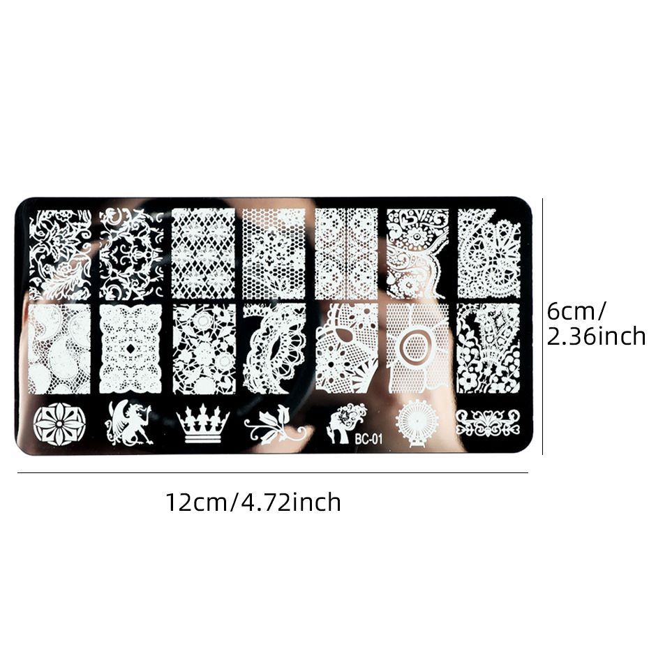 4pcs Nail Art Stamping Plate Flower Lace Patterns Image Stencil Stamper Gradient Nail Brush Nail Set Template Tools LYBC10