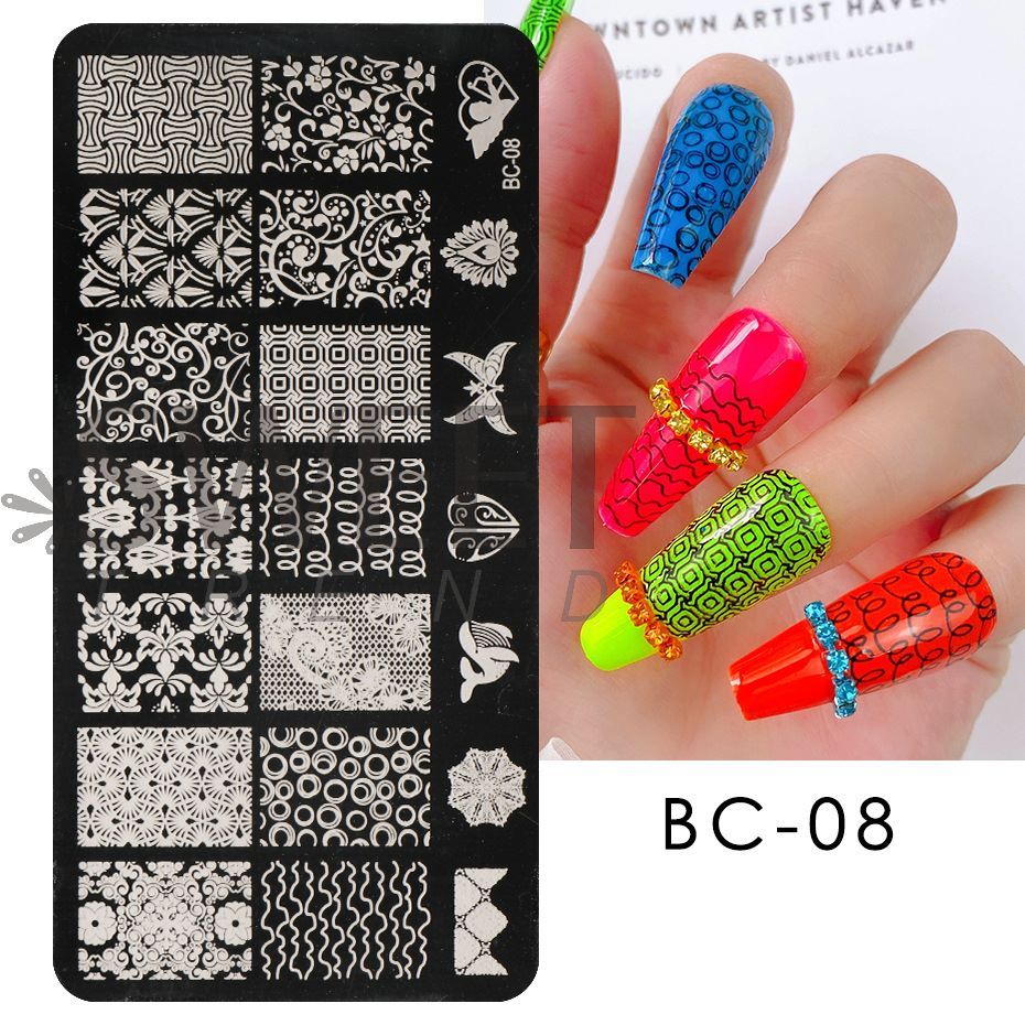 4pcs Nail Art Stamping Plate Flower Lace Patterns Image Stencil Stamper Gradient Nail Brush Nail Set Template Tools LYBC10