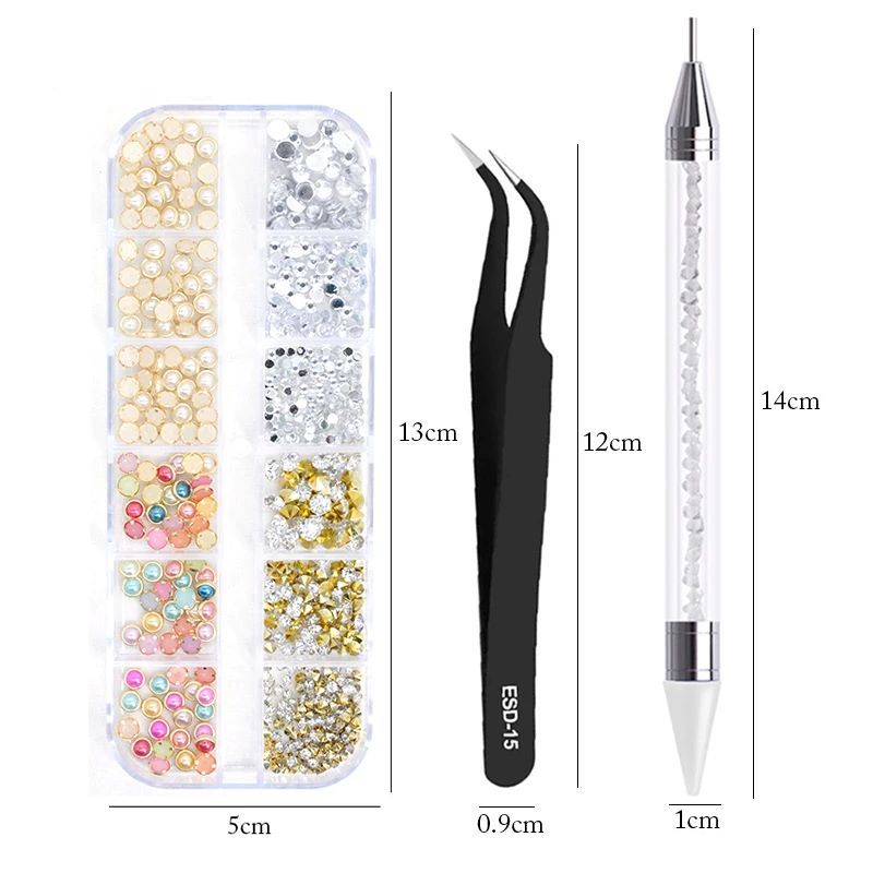 3Pcs/Set Nails Art Accesorios Multi-Size Rhinestones 3D Crystal DIY Decorations Glitter Crystal Rivet Gem 3D Nail Supplies  False Nails Accessories