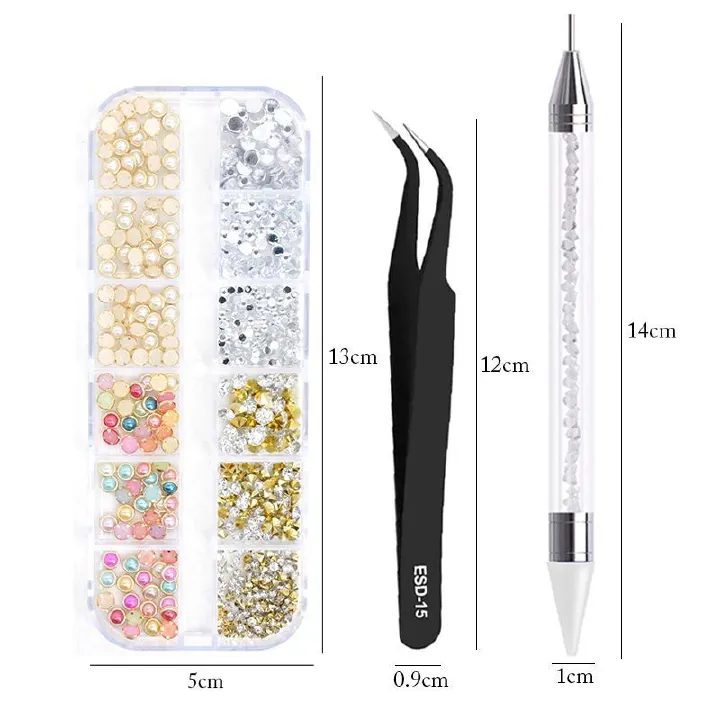 3Pcs/Set Nails Art Accesorios Multi-Size Rhinestones 3D Crystal DIY Decorations Glitter Crystal Rivet Gem 3D Nail Supplies  False Nails Accessories