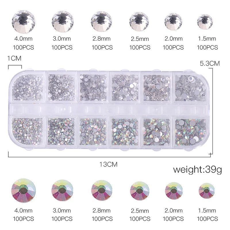 3Pcs/Set Nails Art Accesorios Multi-Size Rhinestones 3D Crystal DIY Decorations Glitter Crystal Rivet Gem 3D Nail Supplies  False Nails Accessories