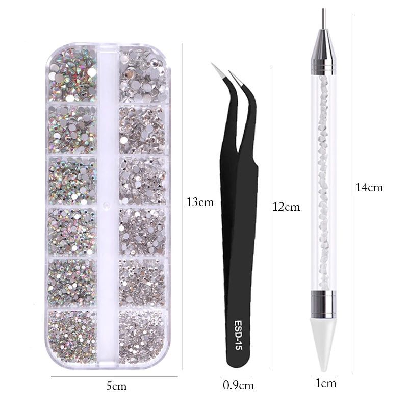 3Pcs/Set Nails Art Accesorios Multi-Size Rhinestones 3D Crystal DIY Decorations Glitter Crystal Rivet Gem 3D Nail Supplies  False Nails Accessories