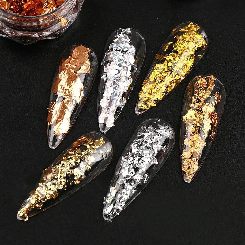 1 Box 12 Color Foil Pieces Nail Glitter Glitter Nail Decoration False Nails 
 Accessories