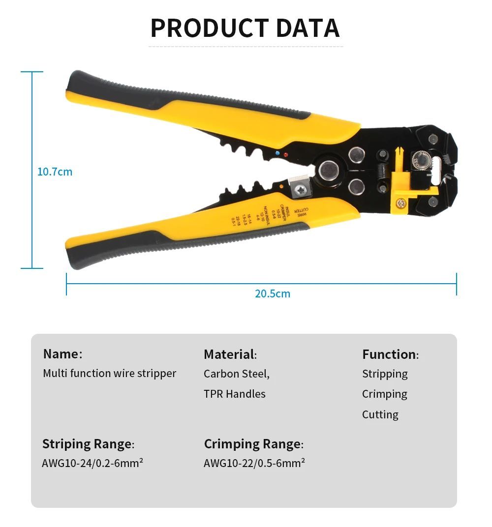 Professional Electrician Wire Hand Tool Terminal Set Cable Stripper Cutter Crimper Automatic Wire Crimping Stripping Plier Hand Tools
