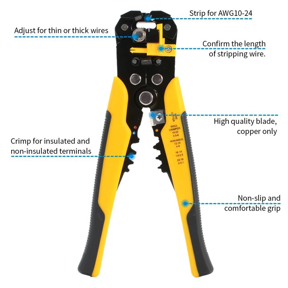 Professional Electrician Wire Hand Tool Terminal Set Cable Stripper Cutter Crimper Automatic Wire Crimping Stripping Plier Hand Tools